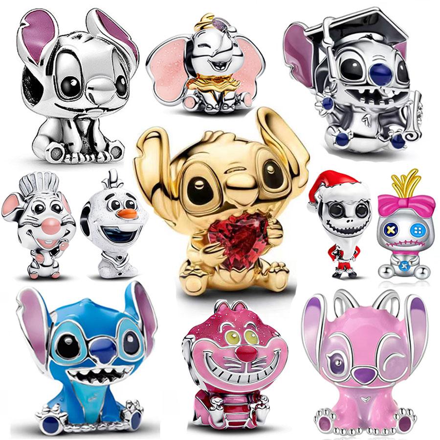 Ciondolo a forma di perla charm serie Disney in argento 925 più venduto, adatto per braccialetti DlY originali! Moda per il compleanno delle signore