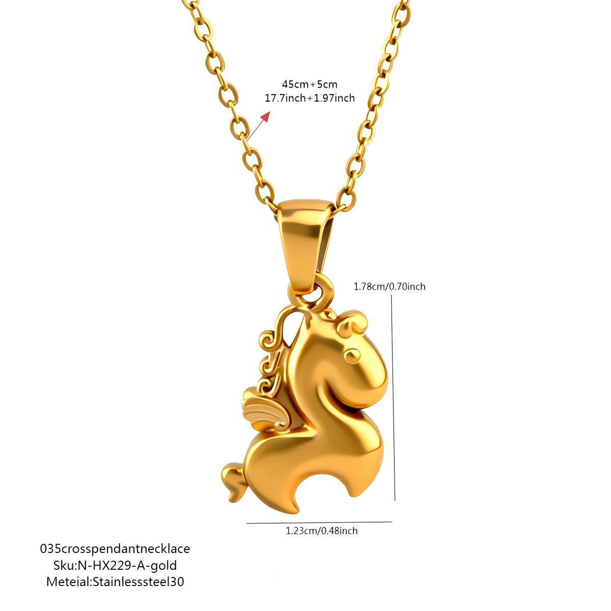 Elegant Gold-Plated Year of the Horse Pendant Necklace