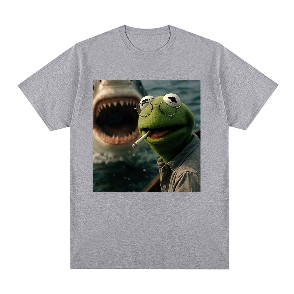 Dark Humor Frog Shark Graphic Funny Meme Tshirt Women Clothing Fashion Tshirts Cotton Casual Short Sleeve T Shirts Streetwear