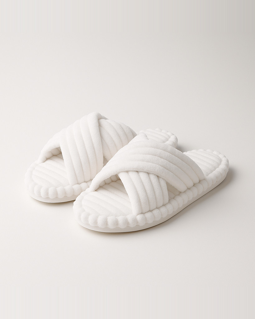 Home Slippers, Comfortable and Warm Open Toed Soft Plush Shoes, Solid Color Indoor Floor Slippers