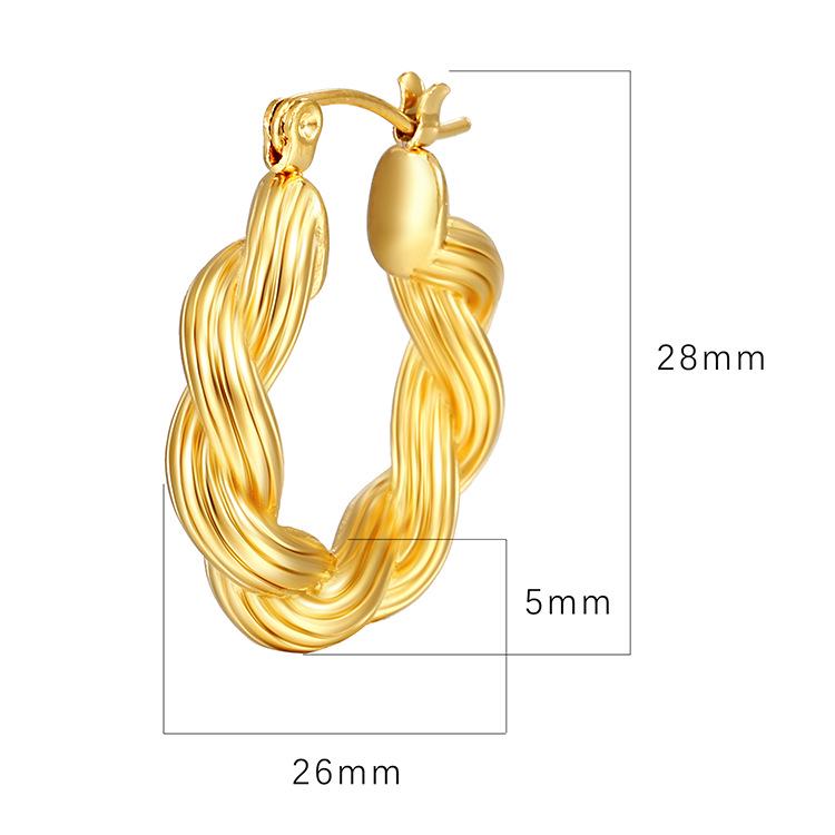 18k Gold Minimalist Twisted Hoop Earrings - European & American Style