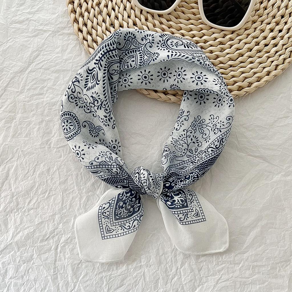 Japanese Retro Paisley Small Square Scarf For Women Multi Functional Neck Scarf For Hair Bag Decoration
