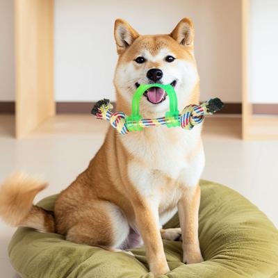 Dog Chew Toy Textured Ring Rope Knot Dog Toy Puppy Teething Toy Chew Rope for Teeth Cleaning Interactive Tug Fetch Game Small Medium Dogs