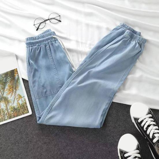 Women Harem Pants High Waist Solid Color Drawstring Loose Ankle-banded Daily Wear Deep Crotch Casual Elastic Waist Women Trousers Female Clothes