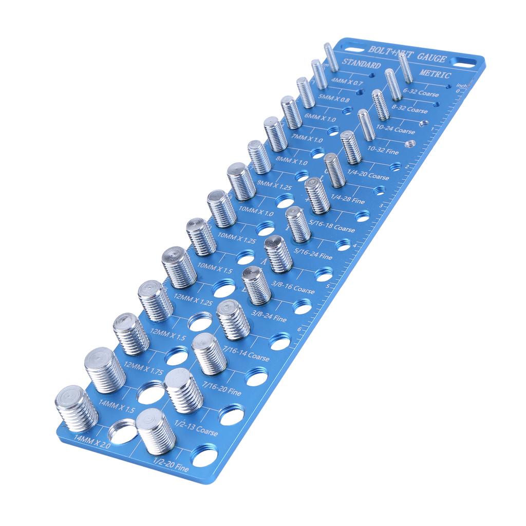 Nut and Bolt Identifier Gauge with 14 SAE & 14 Metric Sizes Thread Gauge Screw Size Checker for Quickly Identify Thread Sizes