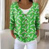 Women's Fashion Long Sleeve Christmas Snowman Snowflake Print Jacket Cardigan