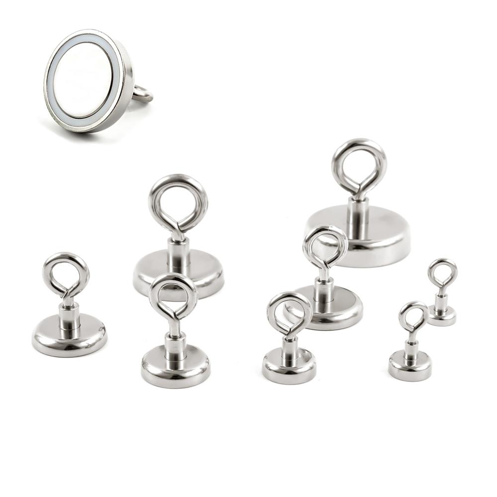 Round with Eyebolt Ring Garage Pulling Deep Sea Kitchen Tools Fishing Magnets Hooks Salvage Magnets