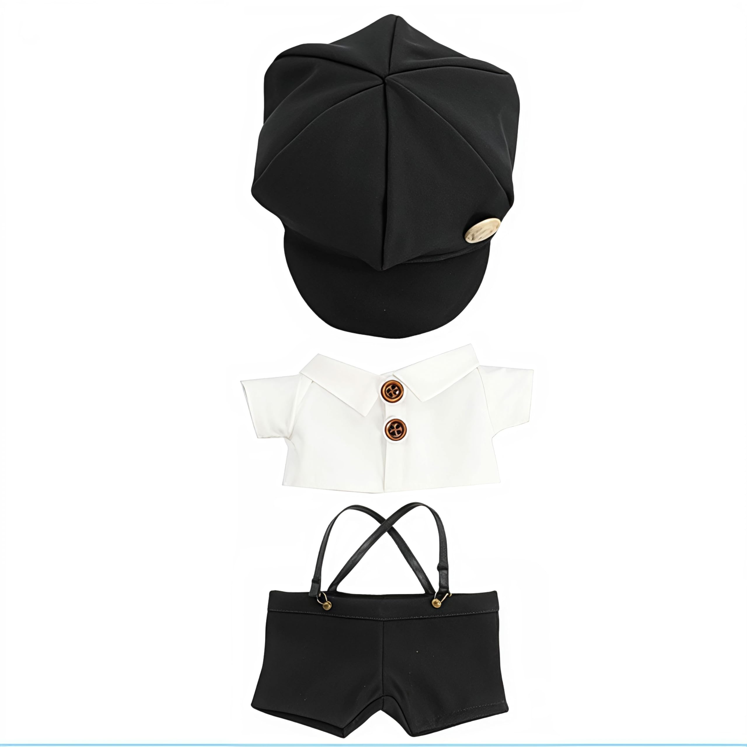 

Кукла COZENTA Плюшевая игрушка с одеждой 20 см Набор рубашка, брюки, шляпа Детектив-репортер (Черное и белое)