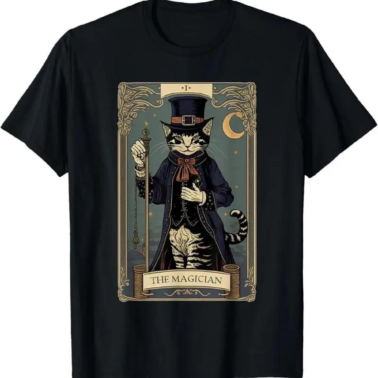 

Mystic Cat Tarot Card Magician Lover T Shirt XXXXXL різнокольоровий