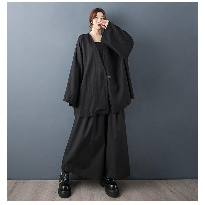 DIMANAF 2025 Plus Size Autumn Winter Women Plus Size Coat Long Sleeve Jackets Casual Loose Outerwear Black