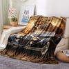 1Pc Leopard and Car Print Flannel Blanket, High Quality Comfortable for All Seasons, Home Decor, Warmth and Comfort, Perfect for Gifts