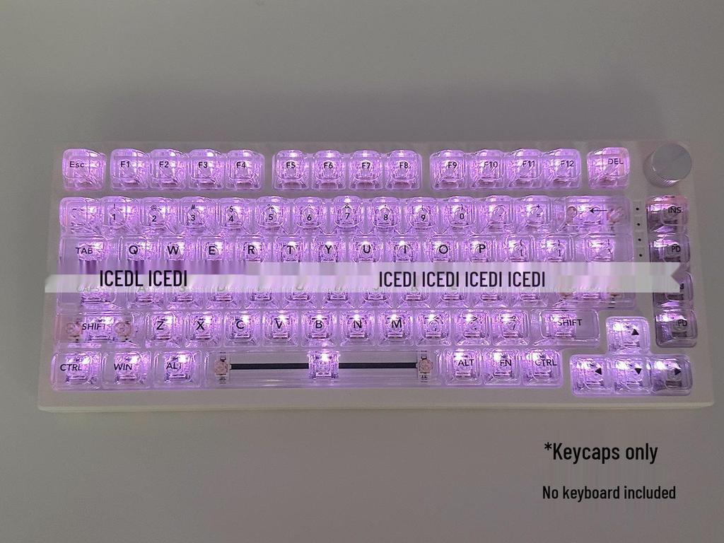 Matte Transparent Crystal Keycaps: 61/87/104-Key Universal, Customized, Highly Translucent.