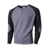 Spring Fall Men Top Regular Fit Colorblocked Long-Sleeve T-Shirt Buttoned Round Neck
