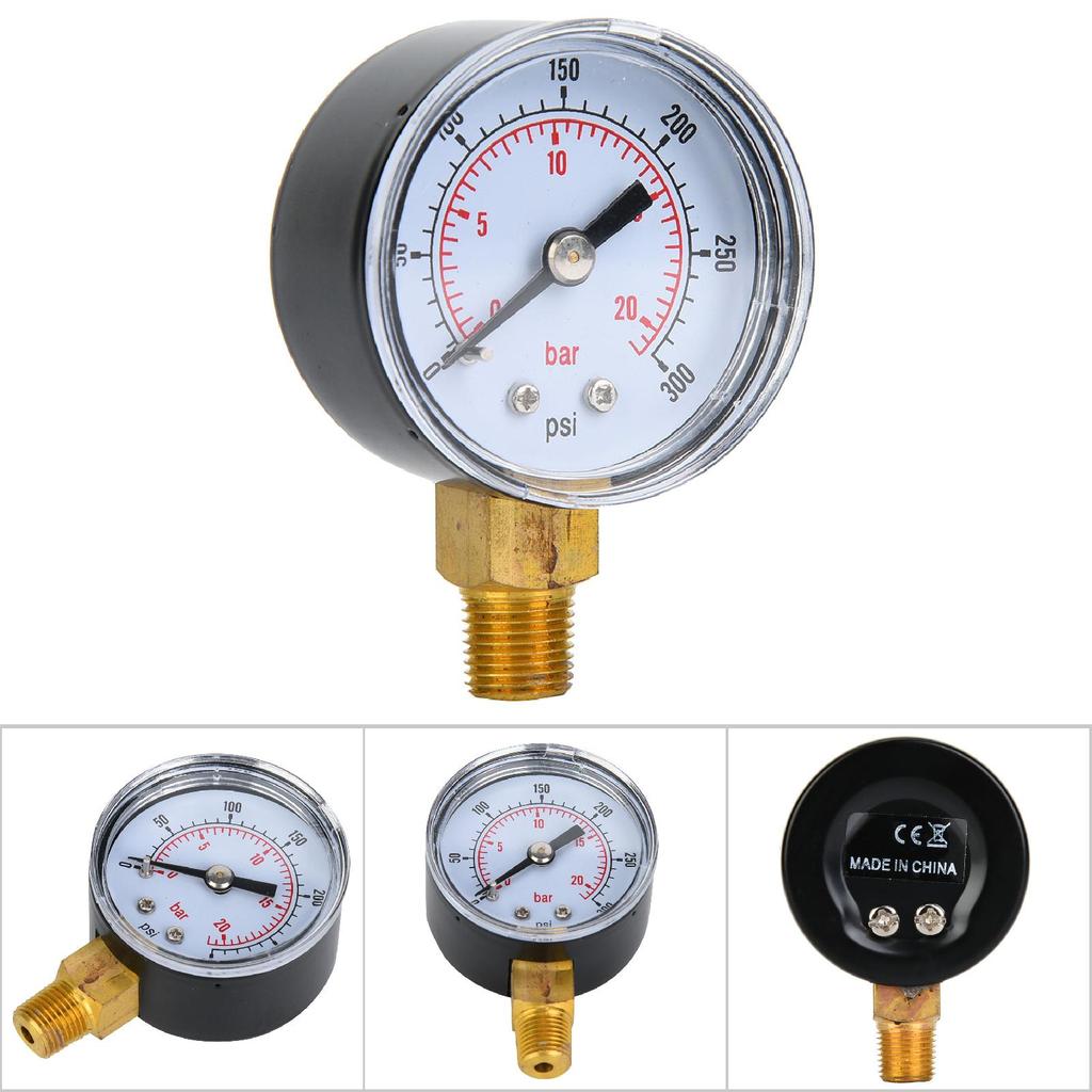 Mechanical Pressure Gauge 18inch BSPT Bottom Connection for Air Oil Water (0300psi 020bar)