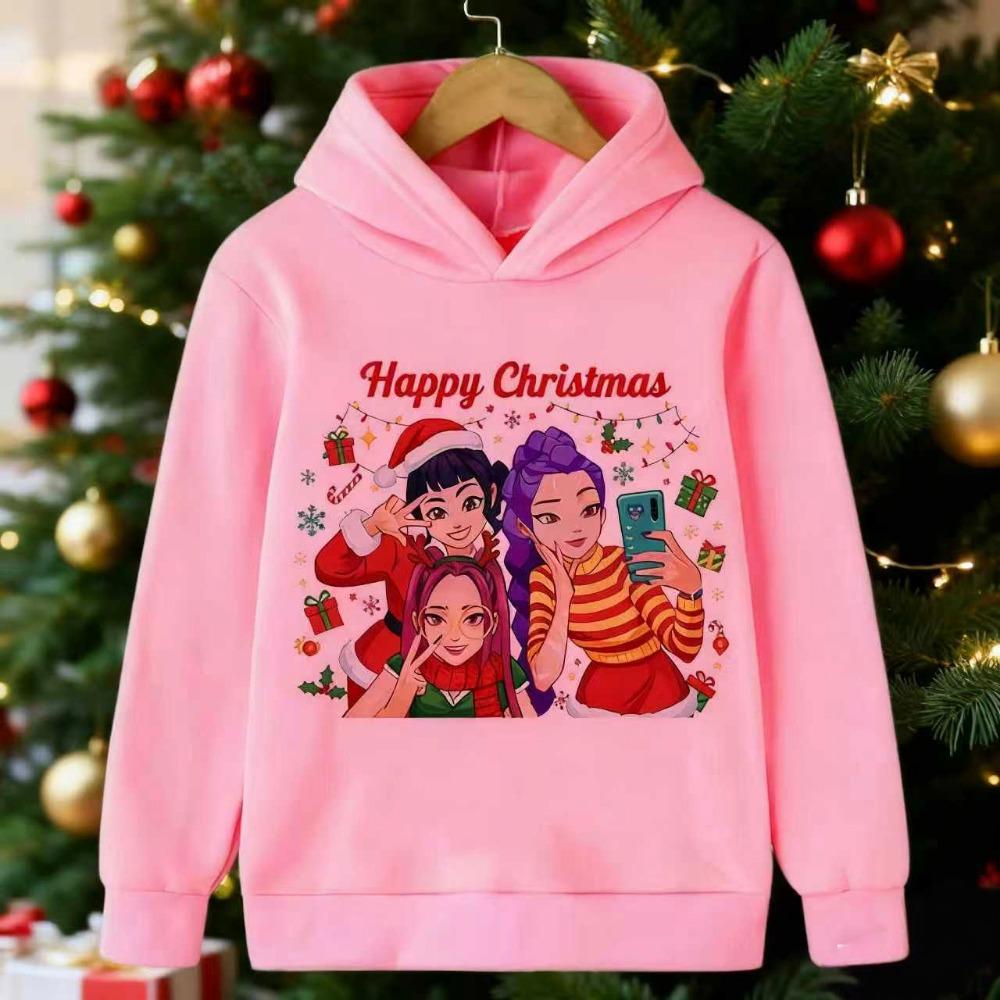 2025 New Kpop Devil Hunter Christmas Edition Children's Hoodie Manga Children's Sportswear Cute Tiger Printed Girl Children's Top