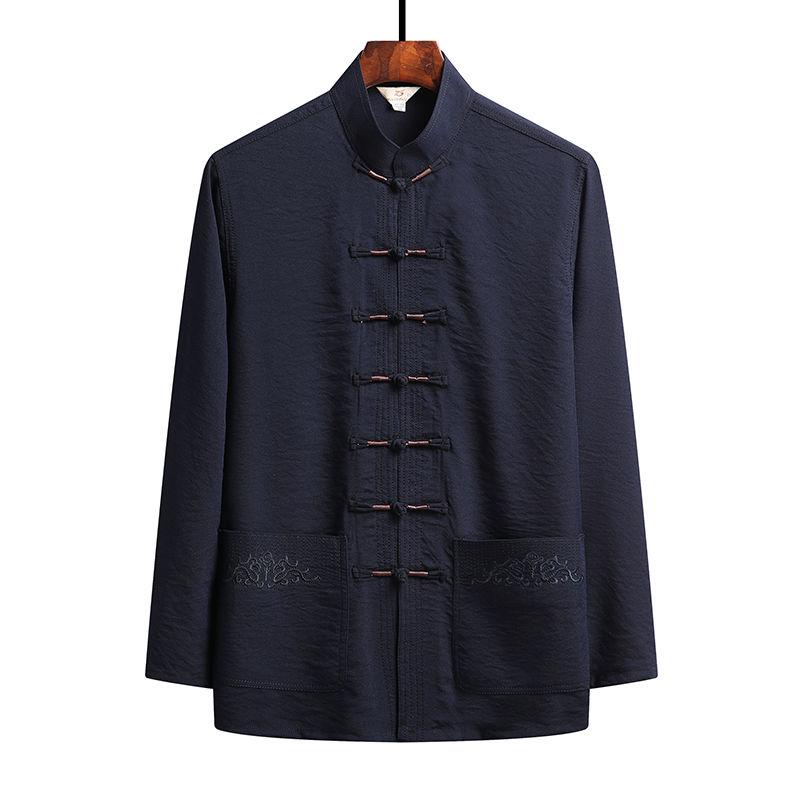 

Китайський традиційний комплект одягу Чоловіча осінь Лляна пряжка Кунг-фу Сорочка Східний ретро Топ Штани Тай Чі Дихаюча уніформа Ханьфу 42