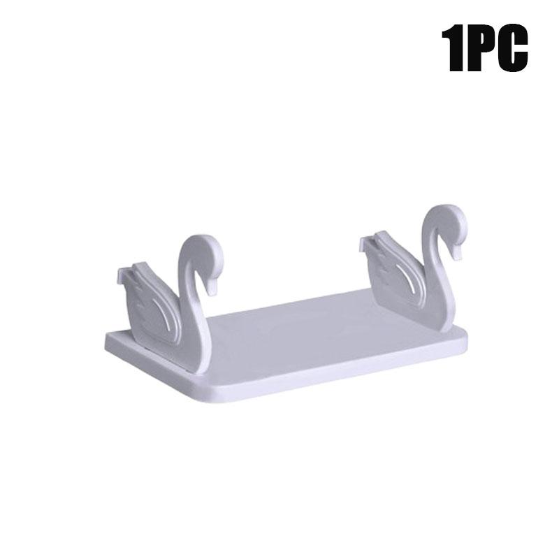 1-4PCS Wall Mounted Swan Storage Shelf No Drilling Rack Durable Plastic Kitchen Bathroom Towel Organizer Space Saver