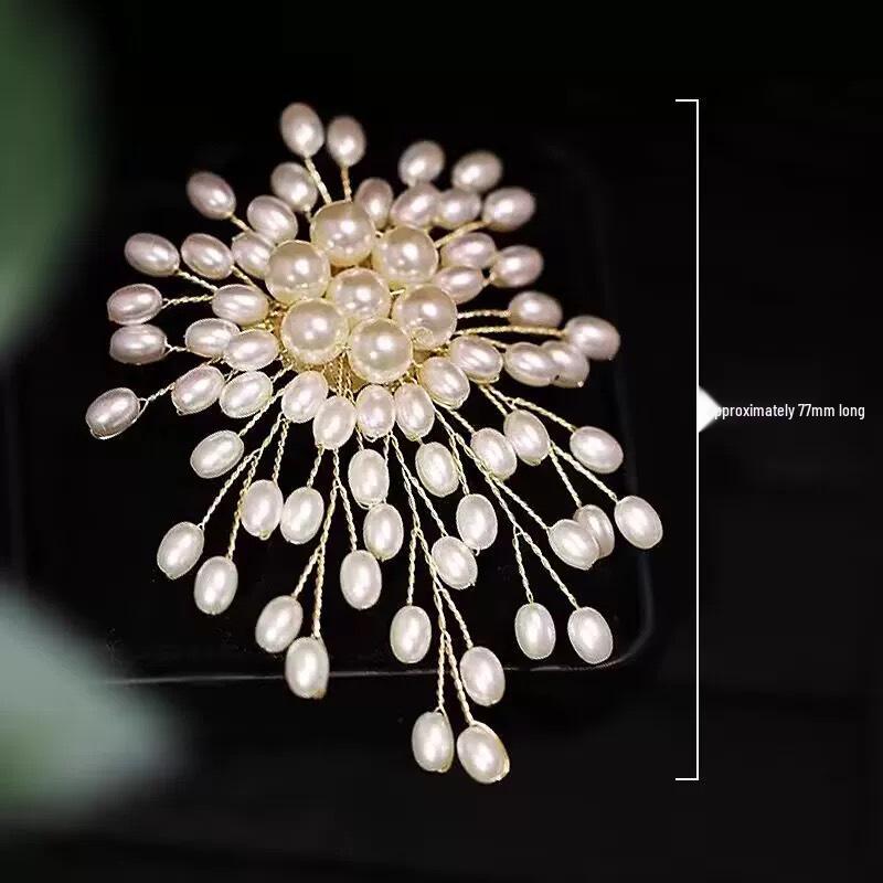 Elegant Handmade Pearl Brooch Lapel Pin - High-End Jewelry & Clothing Accessory for Women