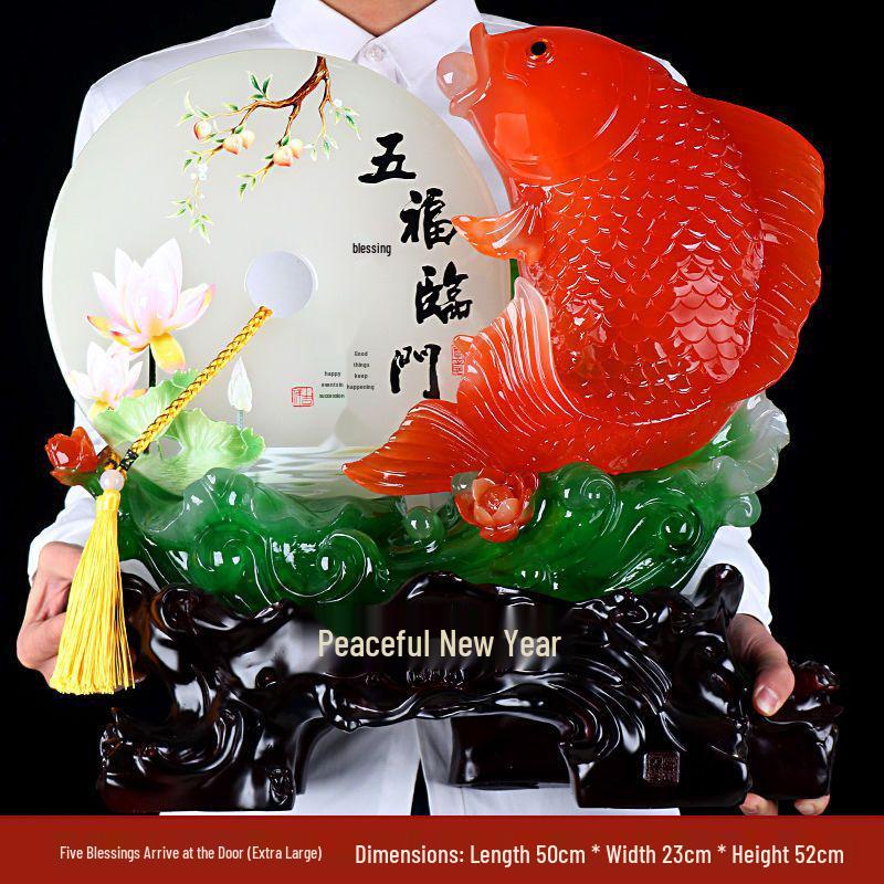 Yearly Abundance Fish Ornament: Home Decor for Living Room, Wine Cabinet, TV Stand - Perfect Housewarming Gift