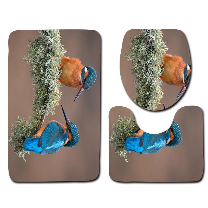 Kingfisher Floor Mat Bathroom Mat Toilet Three-Piece Set