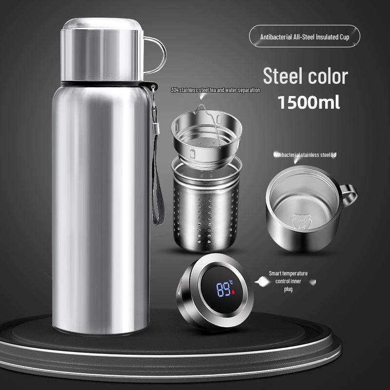316 Stainless Steel Men's Large Capacity Insulated Outdoor Travel Mug with Tea & Water Separation, Custom Logo