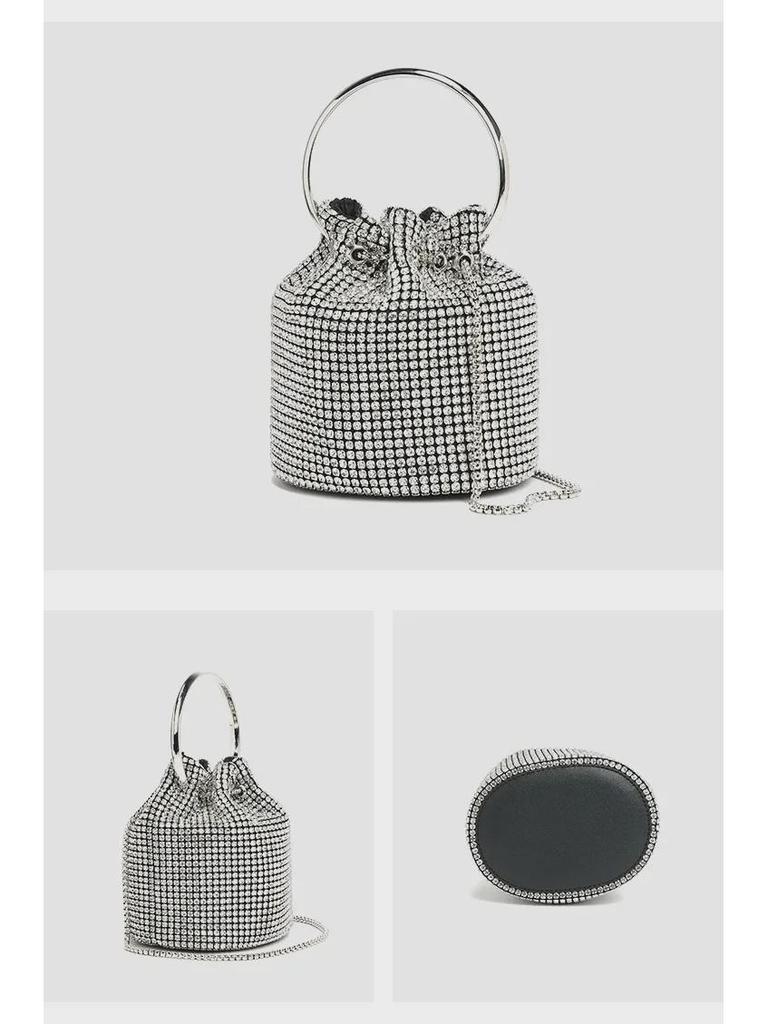 Spring 2025 Diamond Chain Bucket Crossbody Evening Bag