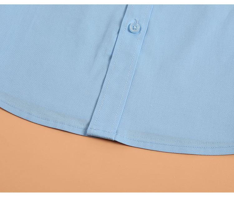 Boys' Blue Short-Sleeve School Uniform Shirt - Thin, Pure Cotton Summer Formal Wear for Middle & Big Kids