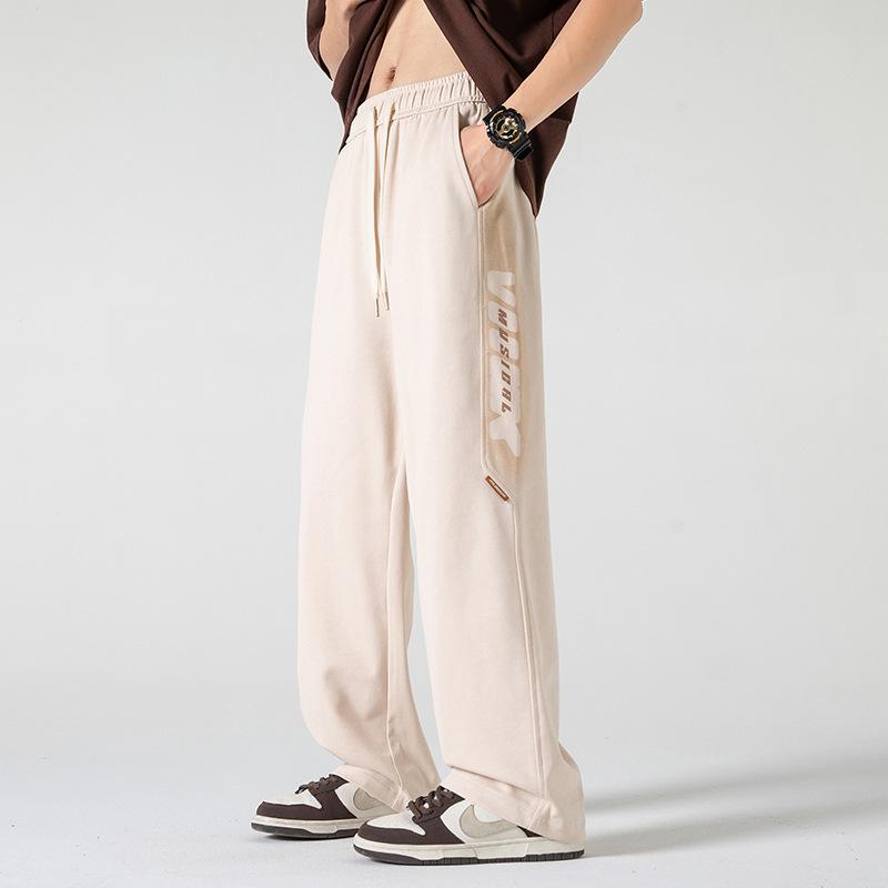 

Весенне-осенние новые спортивные штаны мужские модные свободные и универсальные однотонные спортивные брюки с широкими штанинами повседневные и удобные брюки 3XL