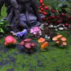 Micro Landscape Mushroom Resin Fungi Model With Faux Plants Decor Gifts Toy