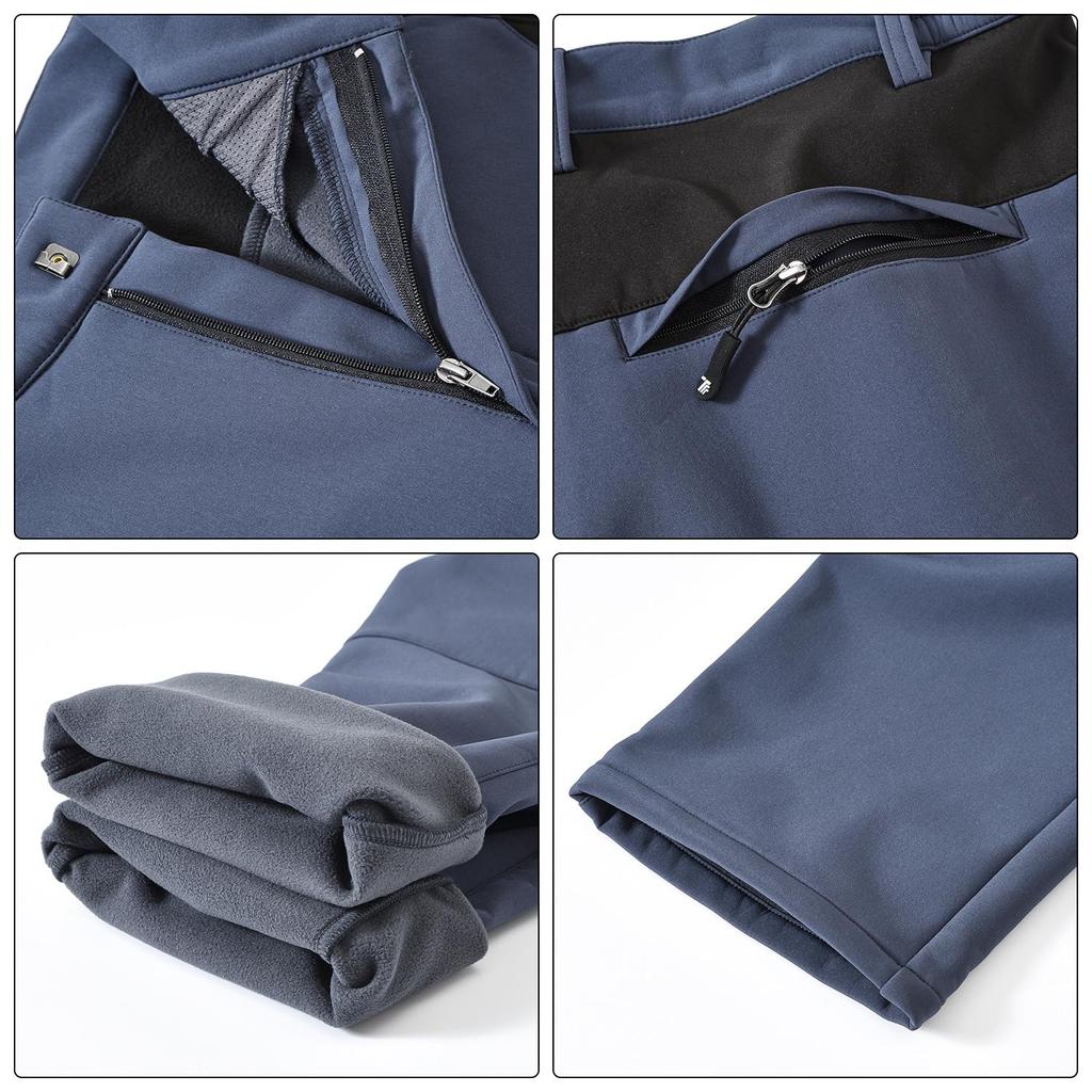 Gopuune Hiking Outdoor Climbing Pants for Cold and Abrasion Resistance for Fall and Winter Size Men's Fleece-Lined Pants, Windproof, Water-Repellent,