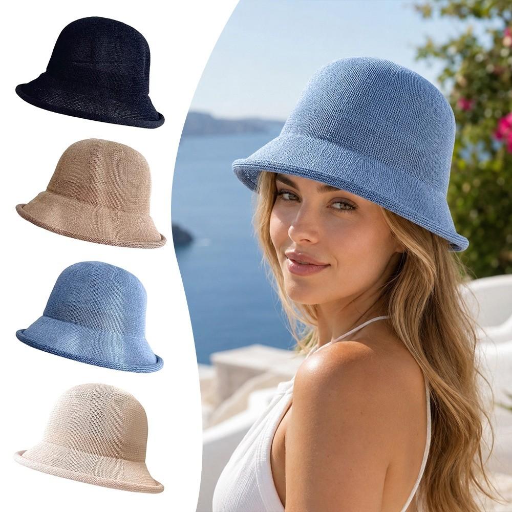 Thin Fisherman's Hats Knitted Sun Hat Fashion Women Bucket Hat Outdoor Beach Vacation Wear