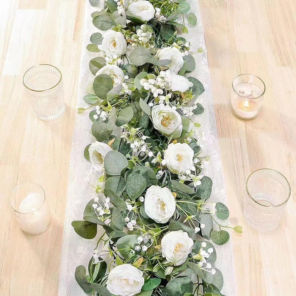 Eucalyptus Leaves Eucalyptus Gypsy Flowers Rattan Home Wedding Simulation Green Plants Dining Table Decoration Simulation Rattan