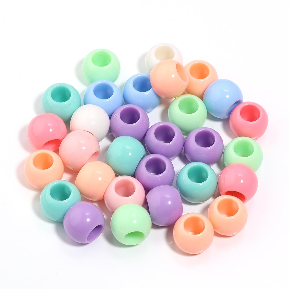 10-200pcs Acrylic Big Hole Beads Candy Color Round Loose Beads for DIY Jewelry Making Bracelets Necklace Keychain Accessories