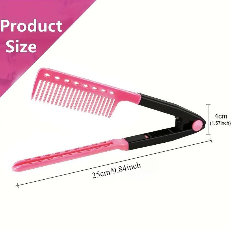 Hairstyling V-Shaped Clip Comb, Dual-Purpose Comb For Straightening And Curling Hair, Portable And Easy To Operate Hair Styling Tool