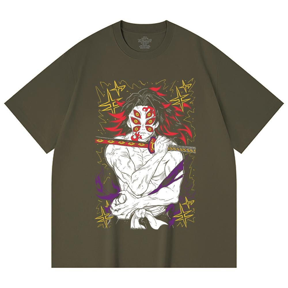 230 g/m² 100% Baumwolle Demon Slayer V36 Kokushibo Aufdruck Unisex Schweres Baumwoll-T-Shirt