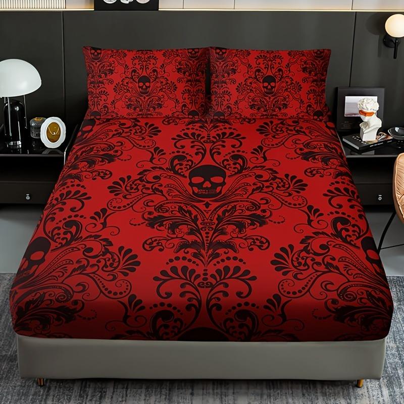 

Comforter Skull Floral Design Bed 100% Polyester Digital Print Breathable All-Season Fitted Shee Machine Washable Comforter (quilt)-EU Single(135*200cm)3pcs