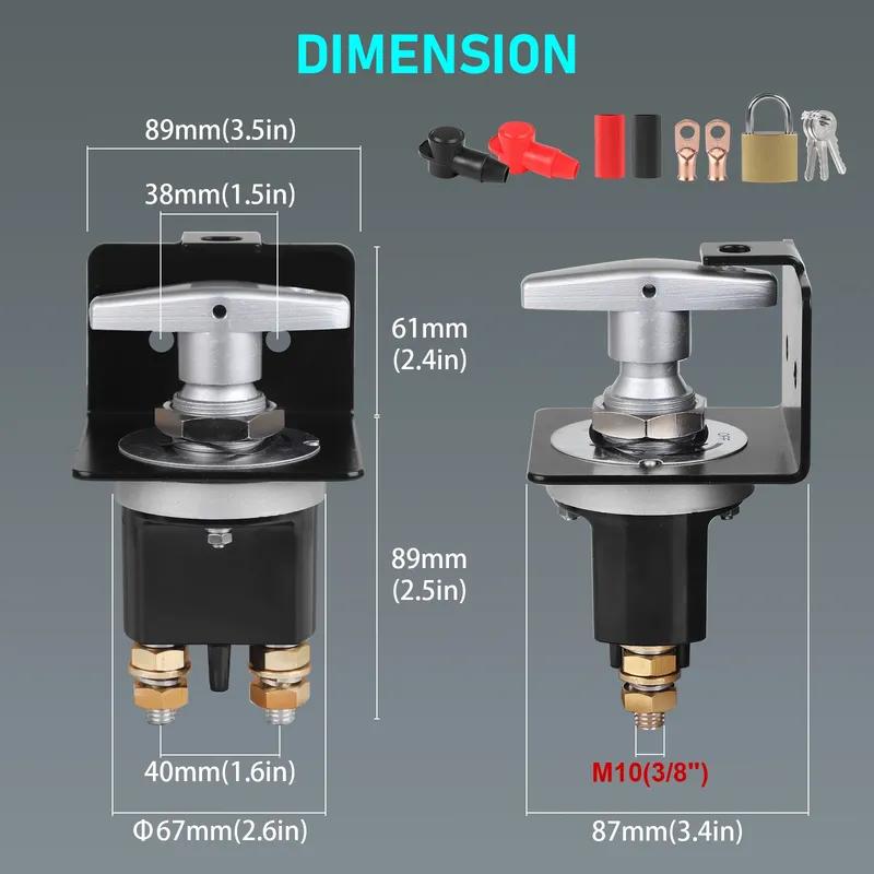 CNSPEED 1500A Heavy Duty Battery Kill Switch Kit With Lock  Bracket Cutter Disconnecter Isolator For RV Camper Van Truck Boat