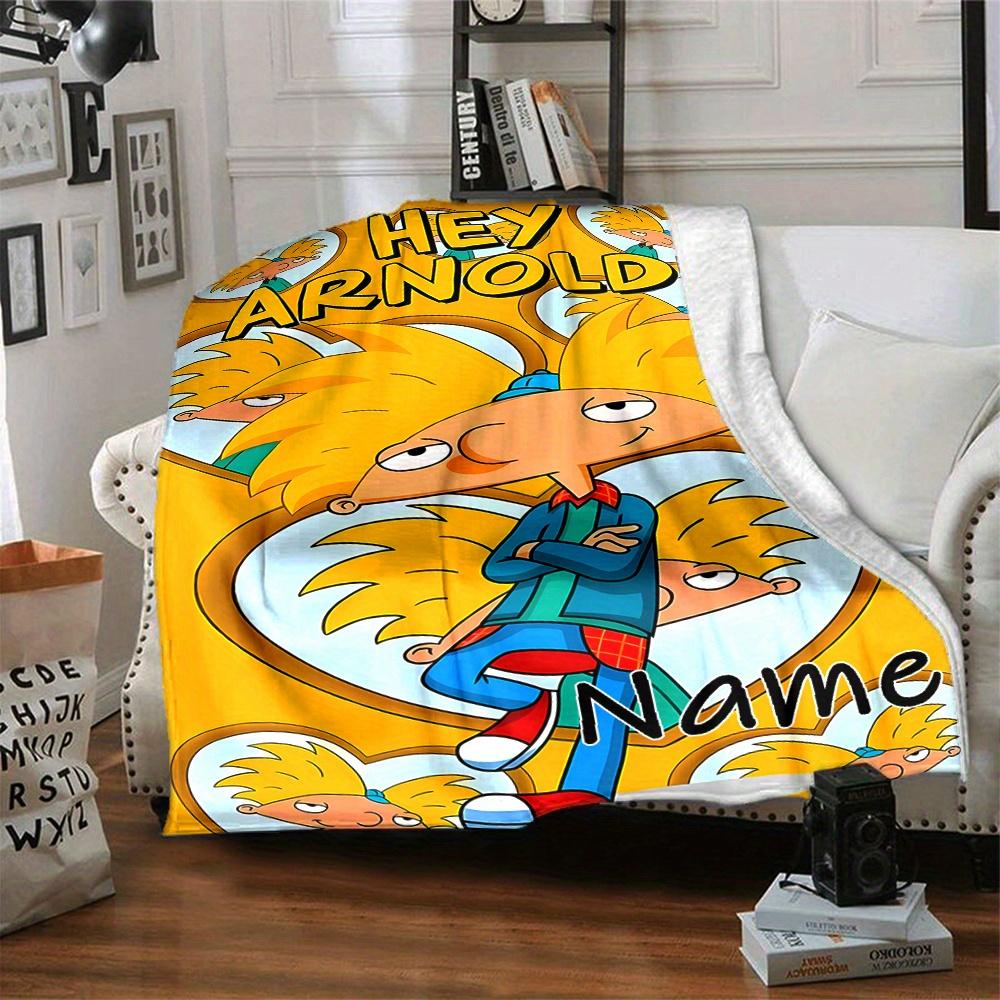 Hey Arnold Themed Flannel Blanket Personalized Name Soft Warm And Versatile For Sofa Bed Office And Travel Machine Washable Comfortable In All Seasons