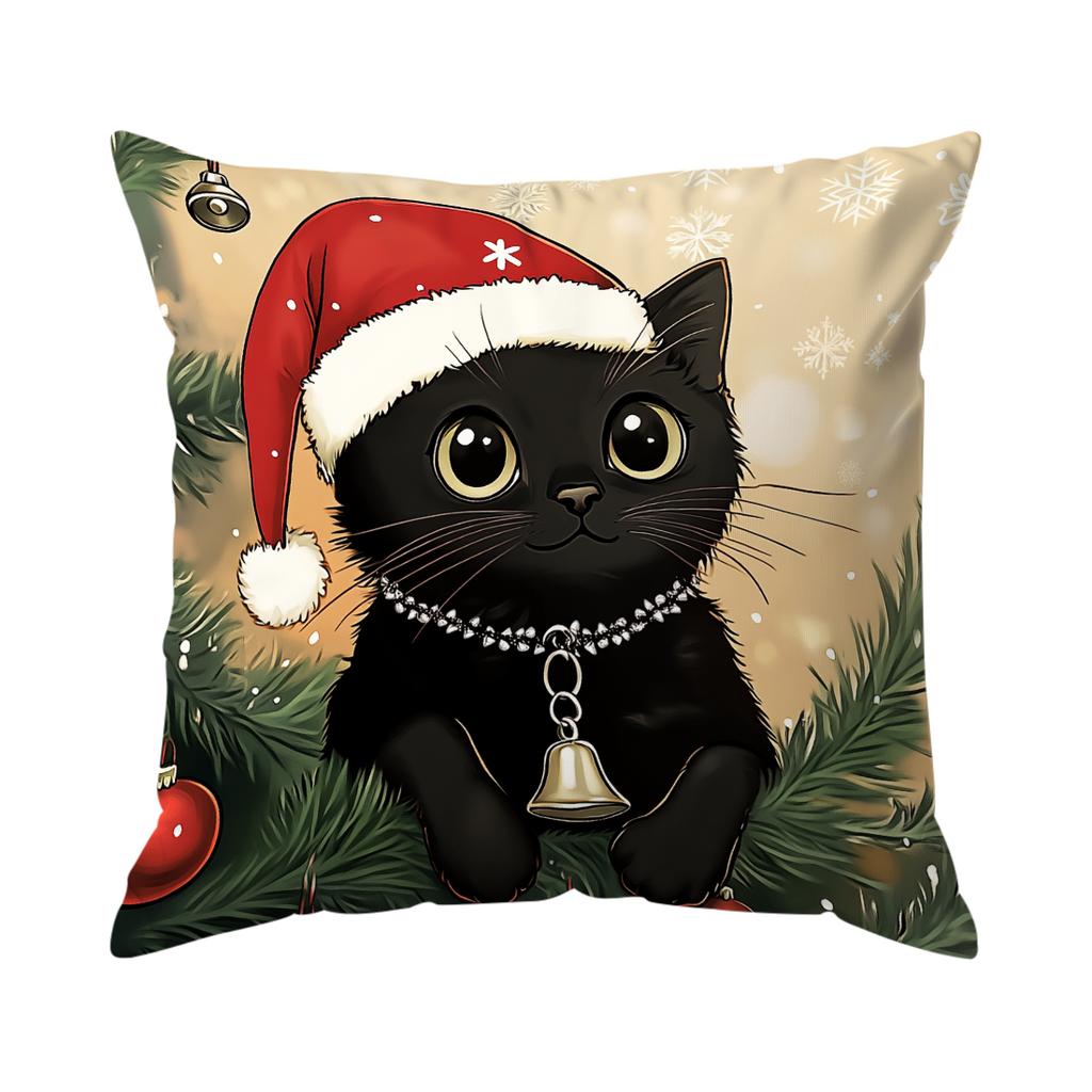 Christmas Cat Pillowcase Bedroom Sofa Cushion Cover 100% Polyester Living Room Soft Cushion Pillowcase Home Decor