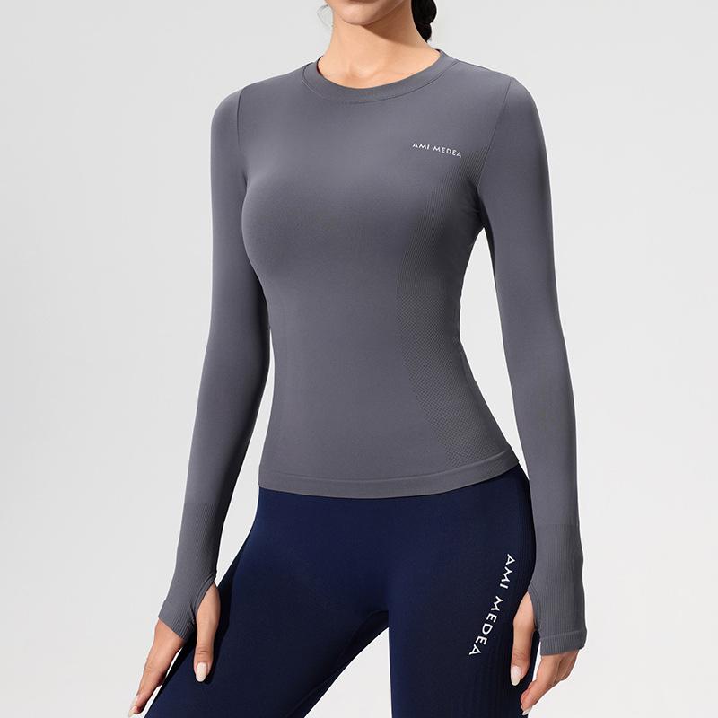 

Женский топ с длинным рукавом и круглым вырезом для пилатеса и йоги Small