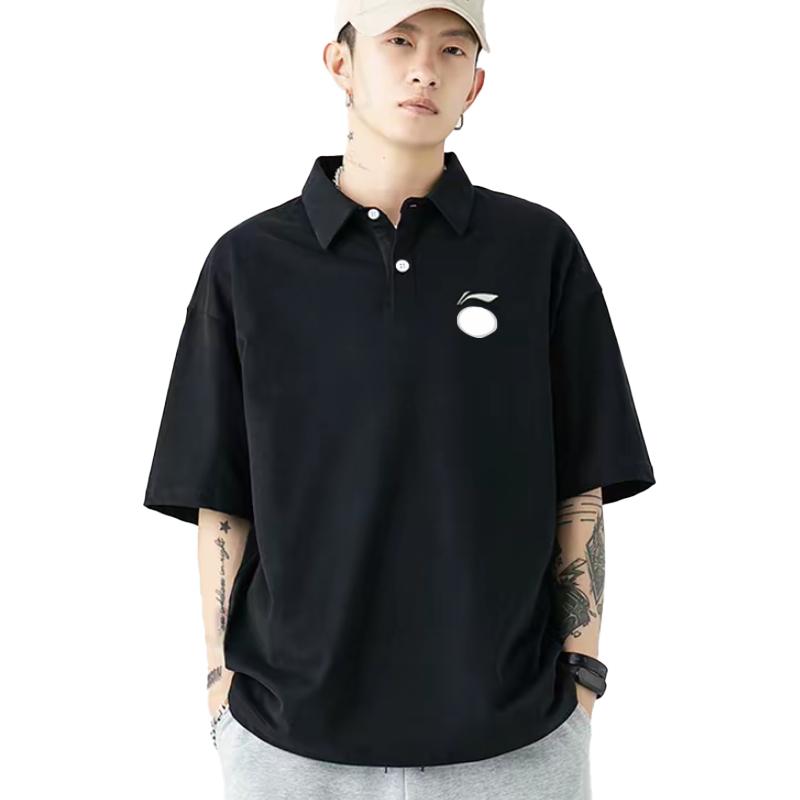 LiNing Customizable Outdoor Versatile Logo Print Comfortable Loose Fit Drop Shoulder Polo Shirt Unisex Tops APLT137-1(TEAM1016-A21)