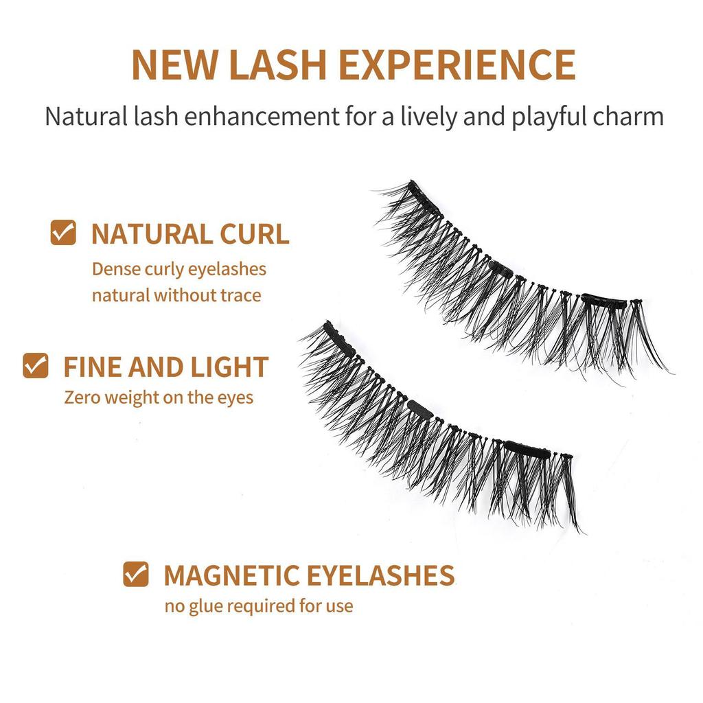 Reusable Magnetic False Eyelashes Set with Natural Curl – No Glue Needed, Easy Removal, Suitable for European and American Styles