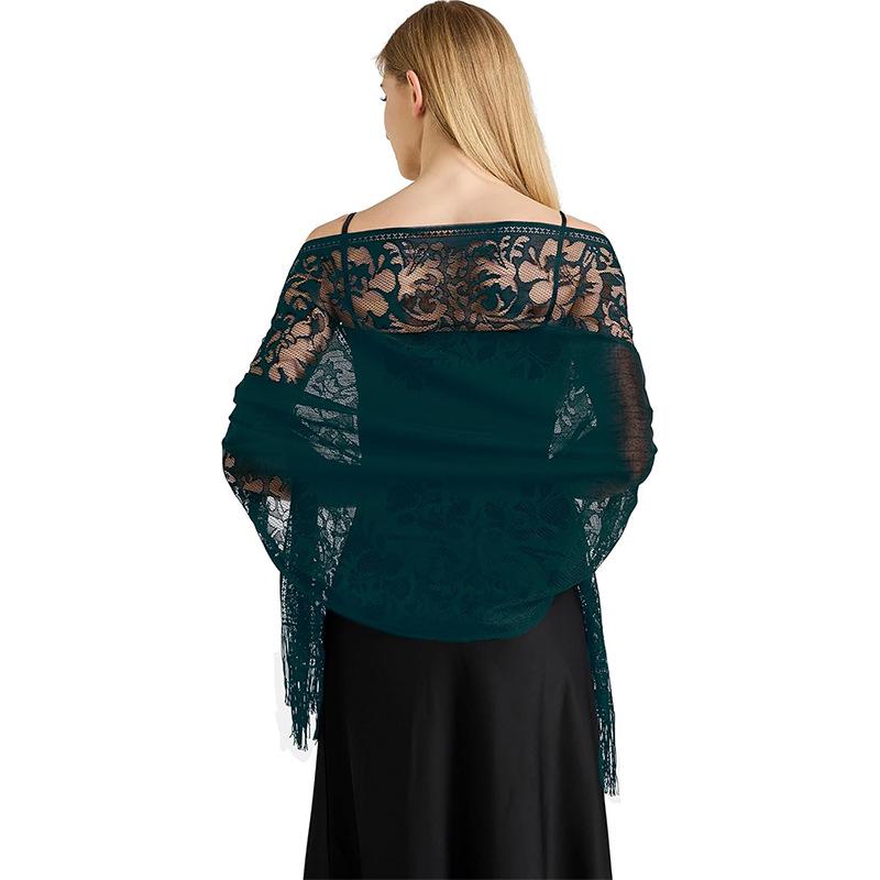 Șal din Dantelă Golită cu Franjuri pentru Rochii de Seară de Mireasă & Domnișoare de Onoare