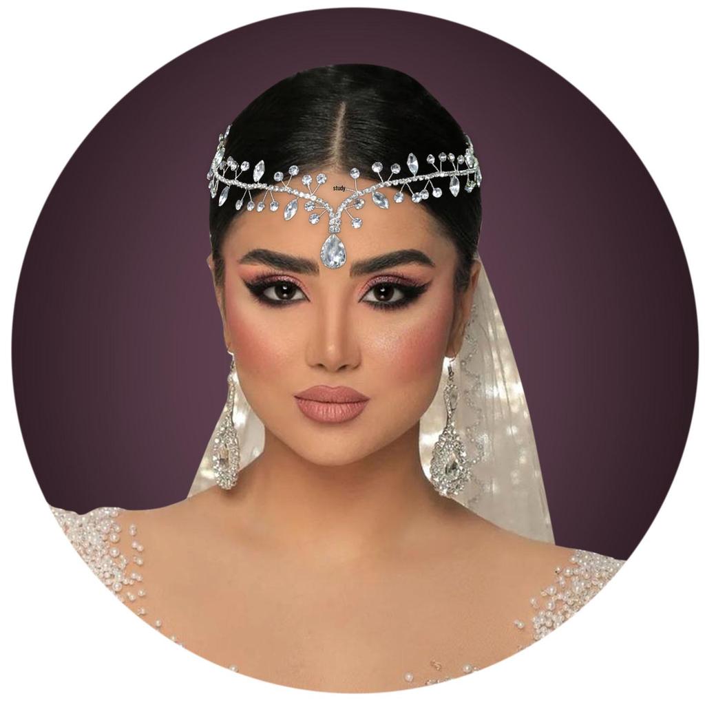 Bridal Rhinestone Handmade Soft Headband Forehead Chain Hair Accessory