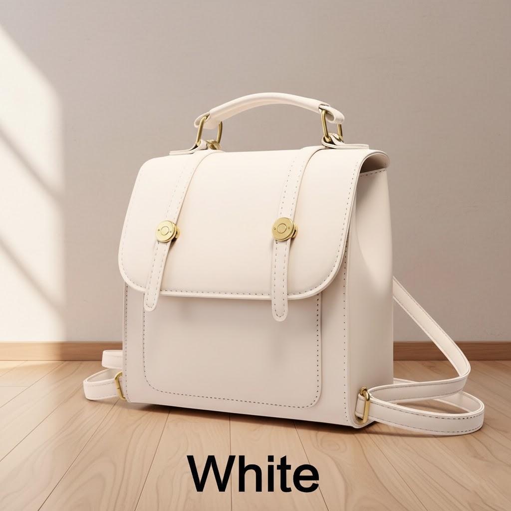 

Fashionable Retro Backpack for Women Multifunctional Vintage Design Durable Waterproof Student Bag for Daily Travel Use білий