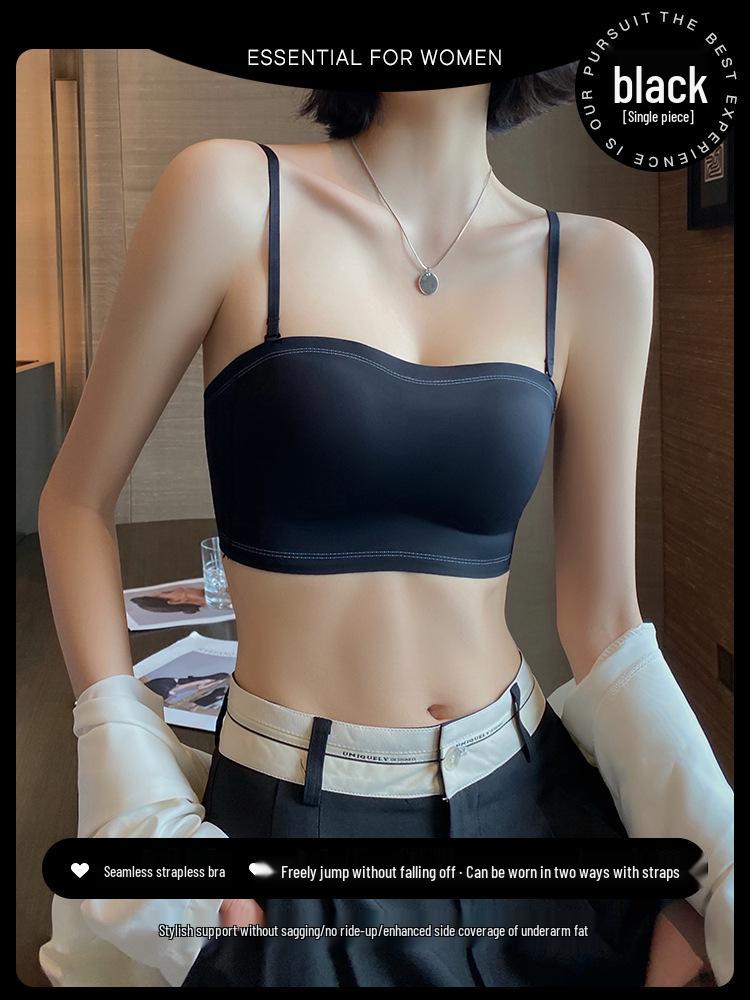 Women's Seamless Strapless Push-Up Bra: Anti-Exposure, Wireless, Sexy U-Back, Ideal for Small Breasts, Summer Thin