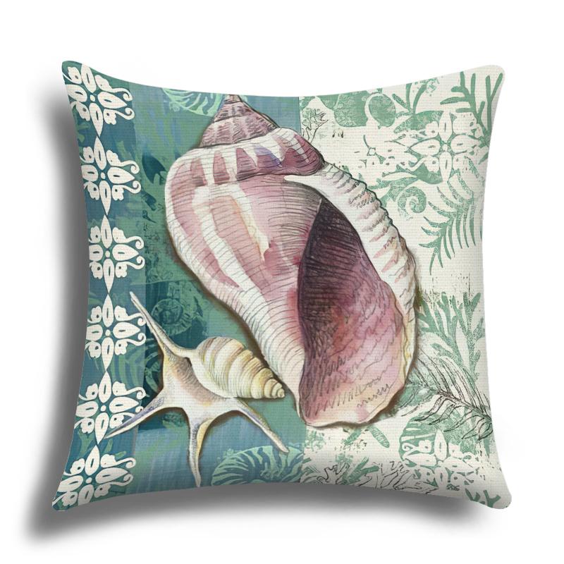 Linen Pillowcase, Marine Life Printing Cushion Cover 40x40 50x50 60x60, Suitable for Bed Car Sofa, Pattern Can Be Customized