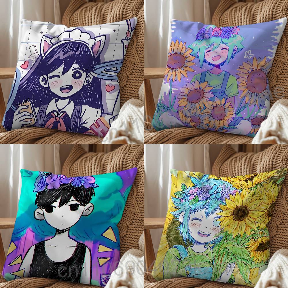 Series Mari game Basil Omori Game Pillow Case Antidustmite Pillowcase Invisible zipper silky short plush Sofa cushion cover