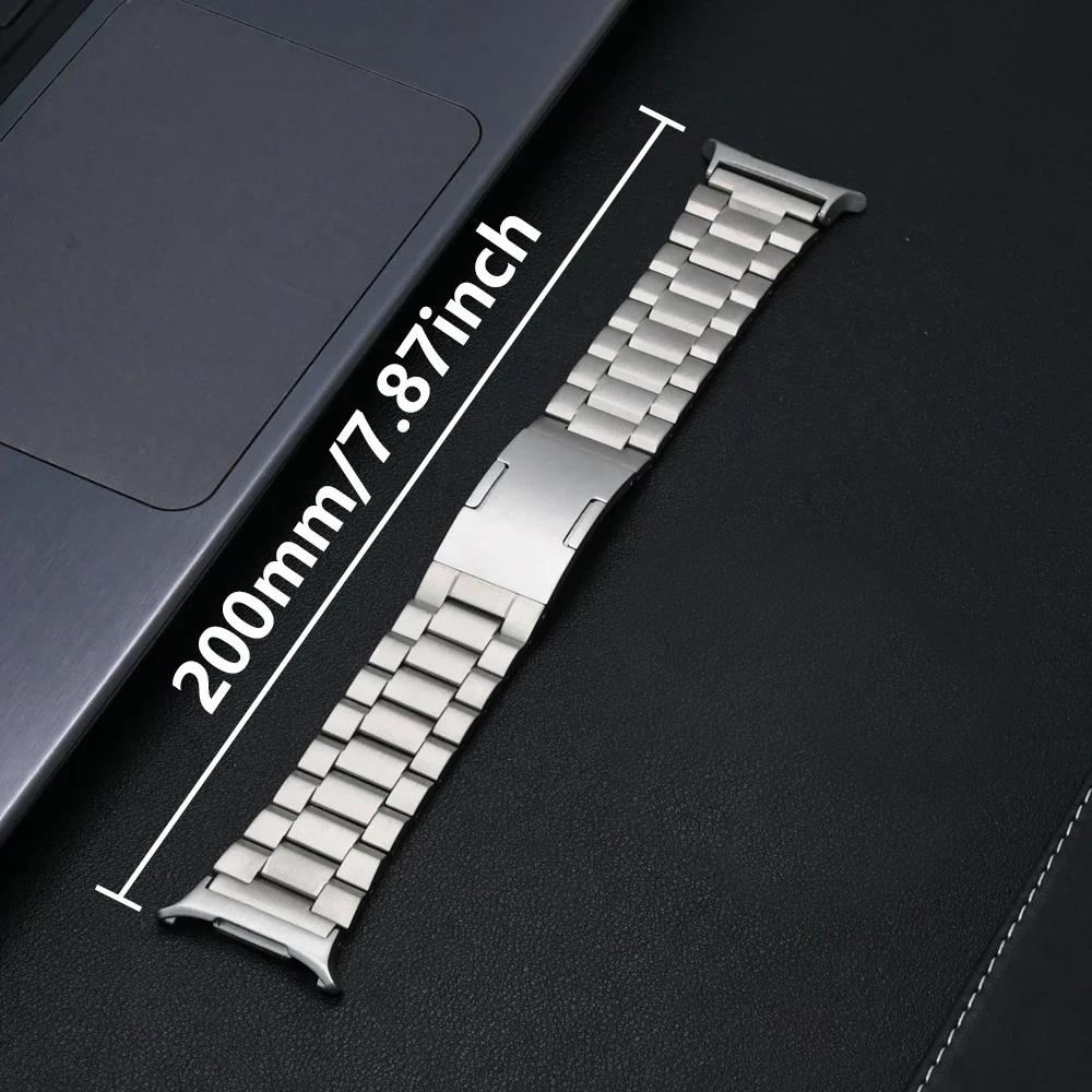 Watch Band for Samsung Galaxy Watch8 44mm/40mm/Watch8 Classic 46mm Titanium Alloy 3-Bead Wrist Strap