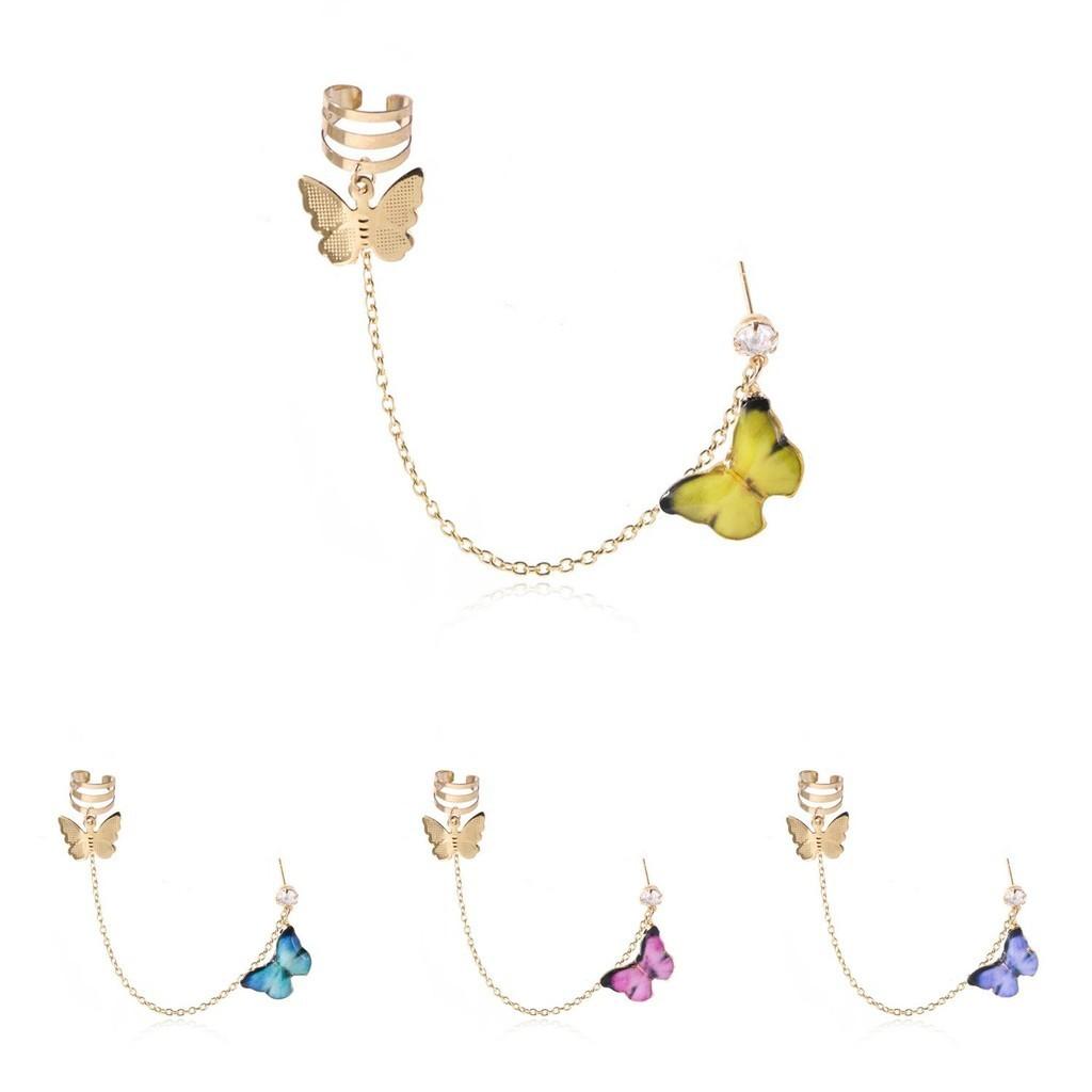 Statement Butterfly Chain Earrings Fashionable With Urban Street Style